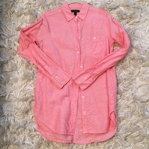 JCrew Long linen button-down blouse EUC Sz 0